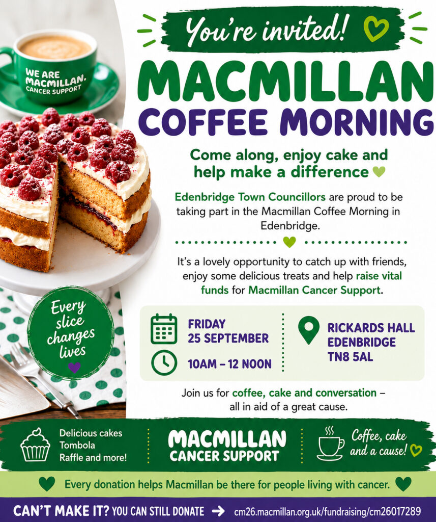 poster promoting Macmillan Coffee Morning with Victoria Sponge Cake